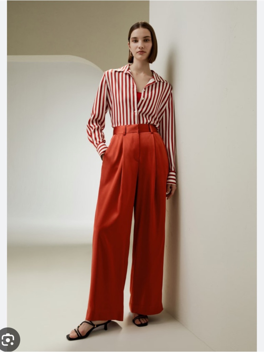Satin Red Maxi Skirt with High Waist